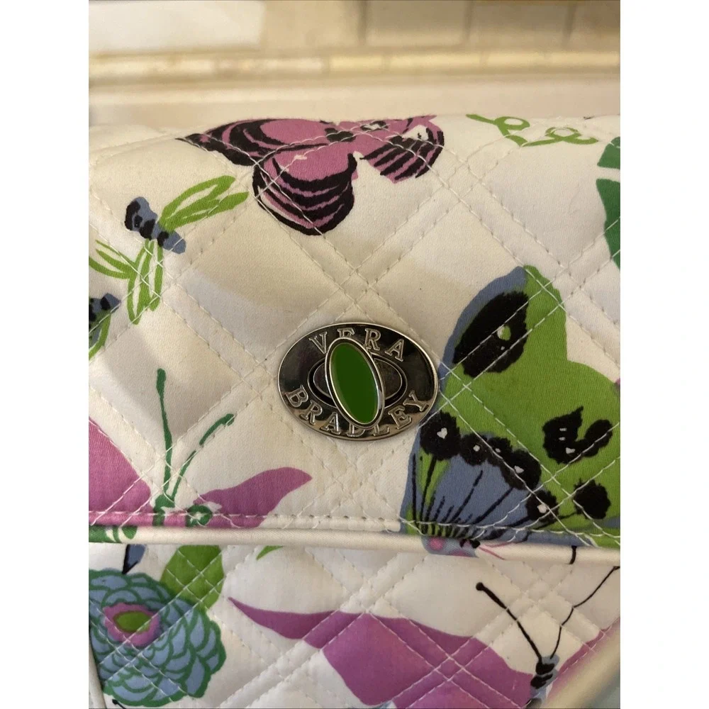 Vera Bradley Turn Lock Satchel Spring Butterfly VGUC